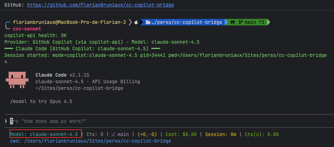 Claude Sonnet 4.5 via Copilot